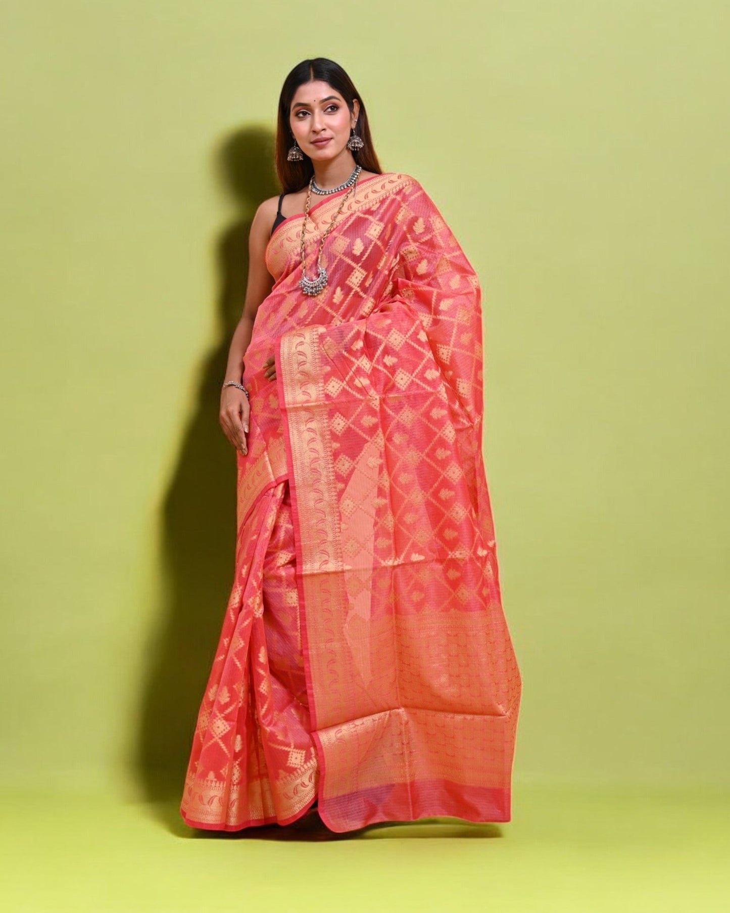 Pink Banarasi Silk Saree with Gold Zari