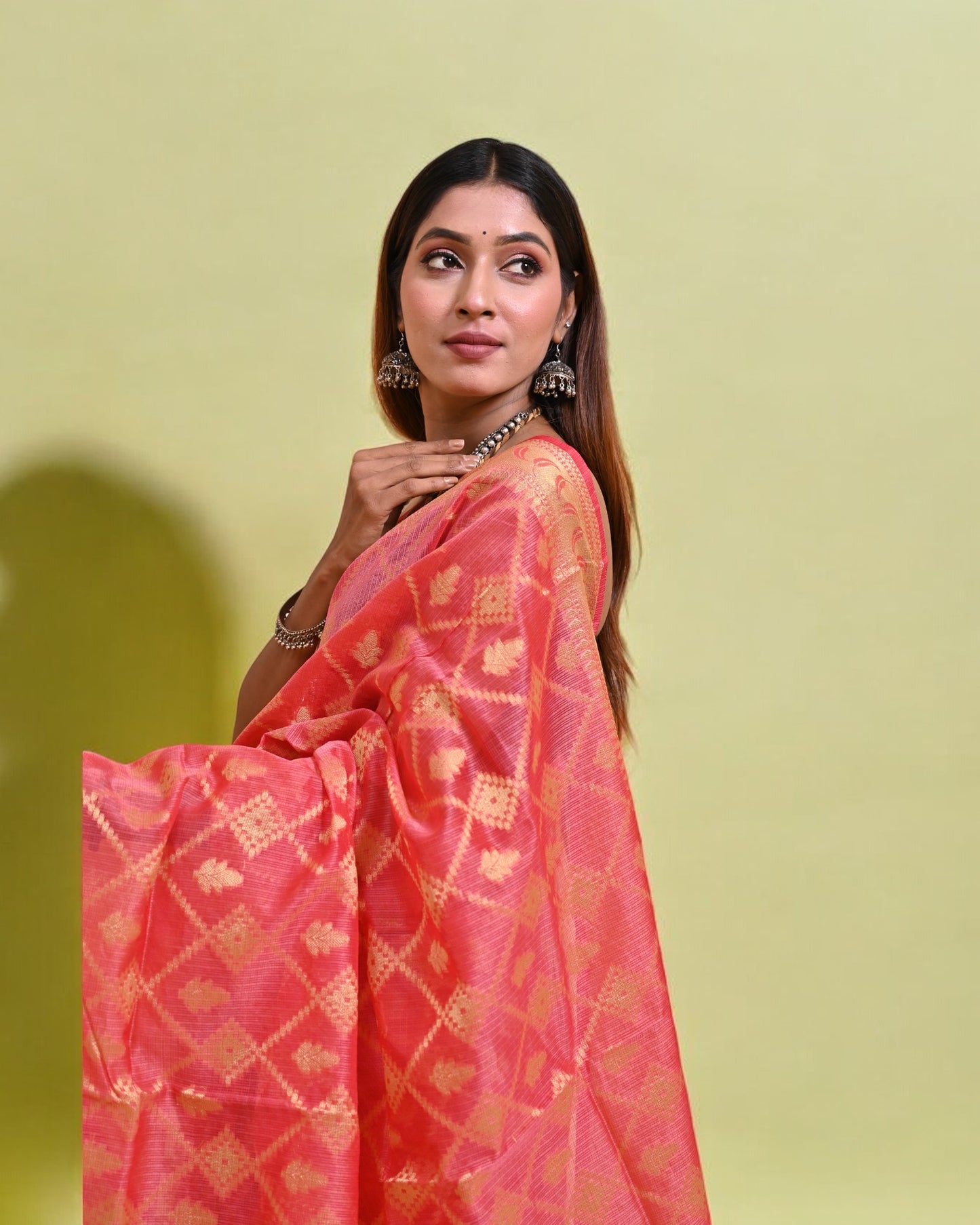 Pink Banarasi Silk Saree with Gold Zari