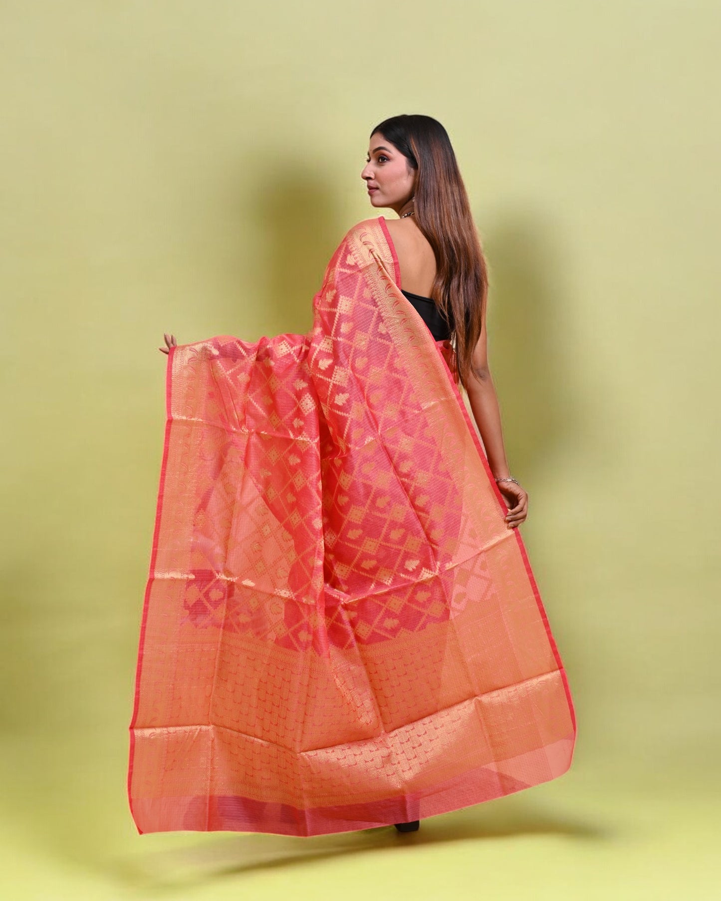 Pink Banarasi Silk Saree with Gold Zari