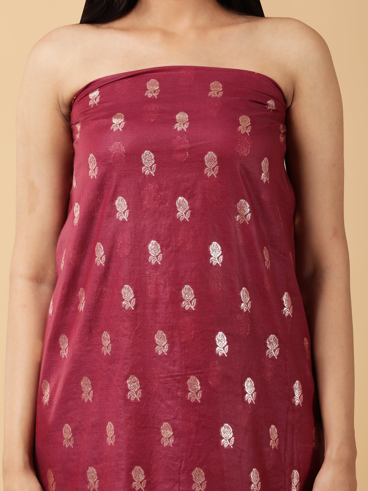Pure Banarasi Silk Suit with Contrast Dupatta and Gold Zari Work3.