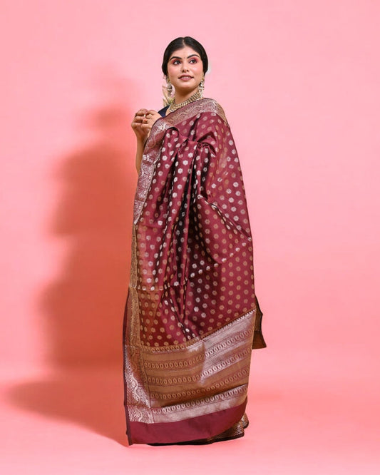 Maroon Banarasi Silk Saree