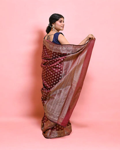 Maroon Banarasi Silk Saree