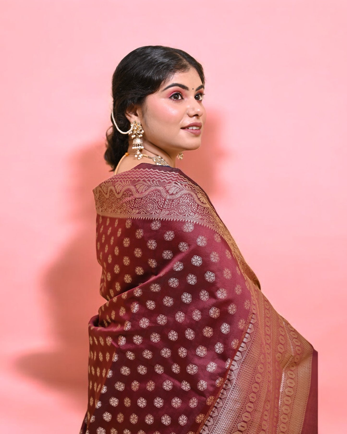 Maroon Banarasi Silk Saree