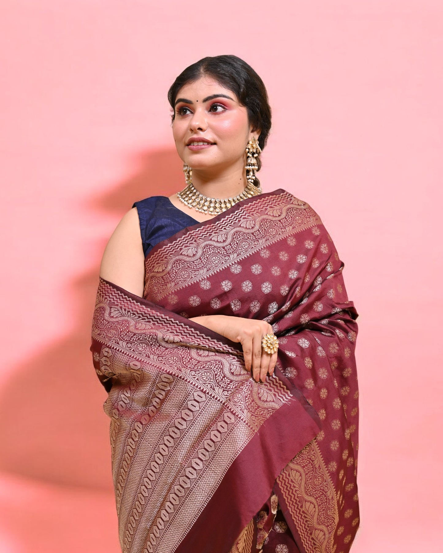 Maroon Banarasi Silk Saree