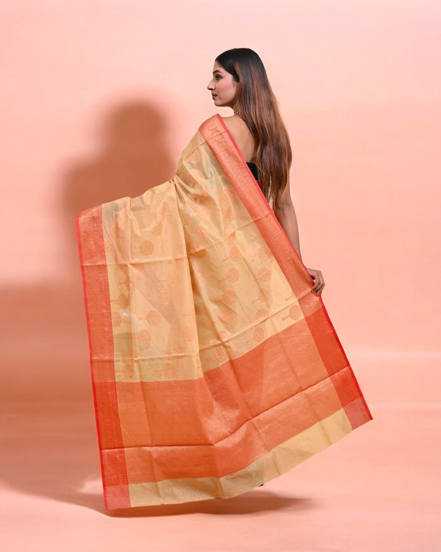 Elegant Beige Banarasi Silk Saree