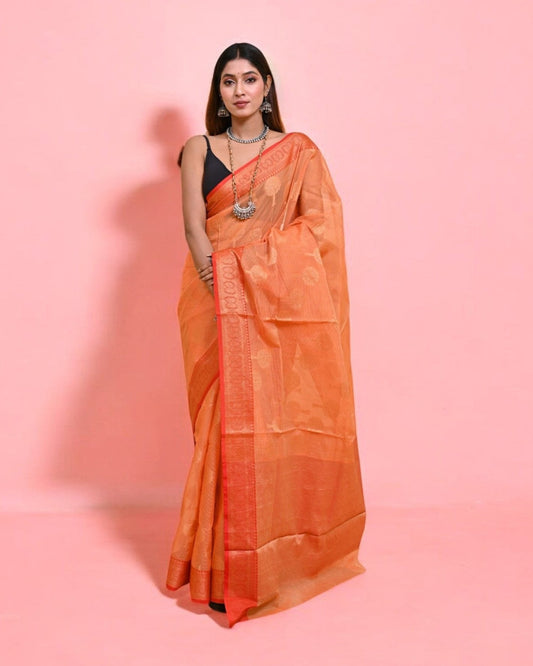 Orange Banarasi Silk Saree