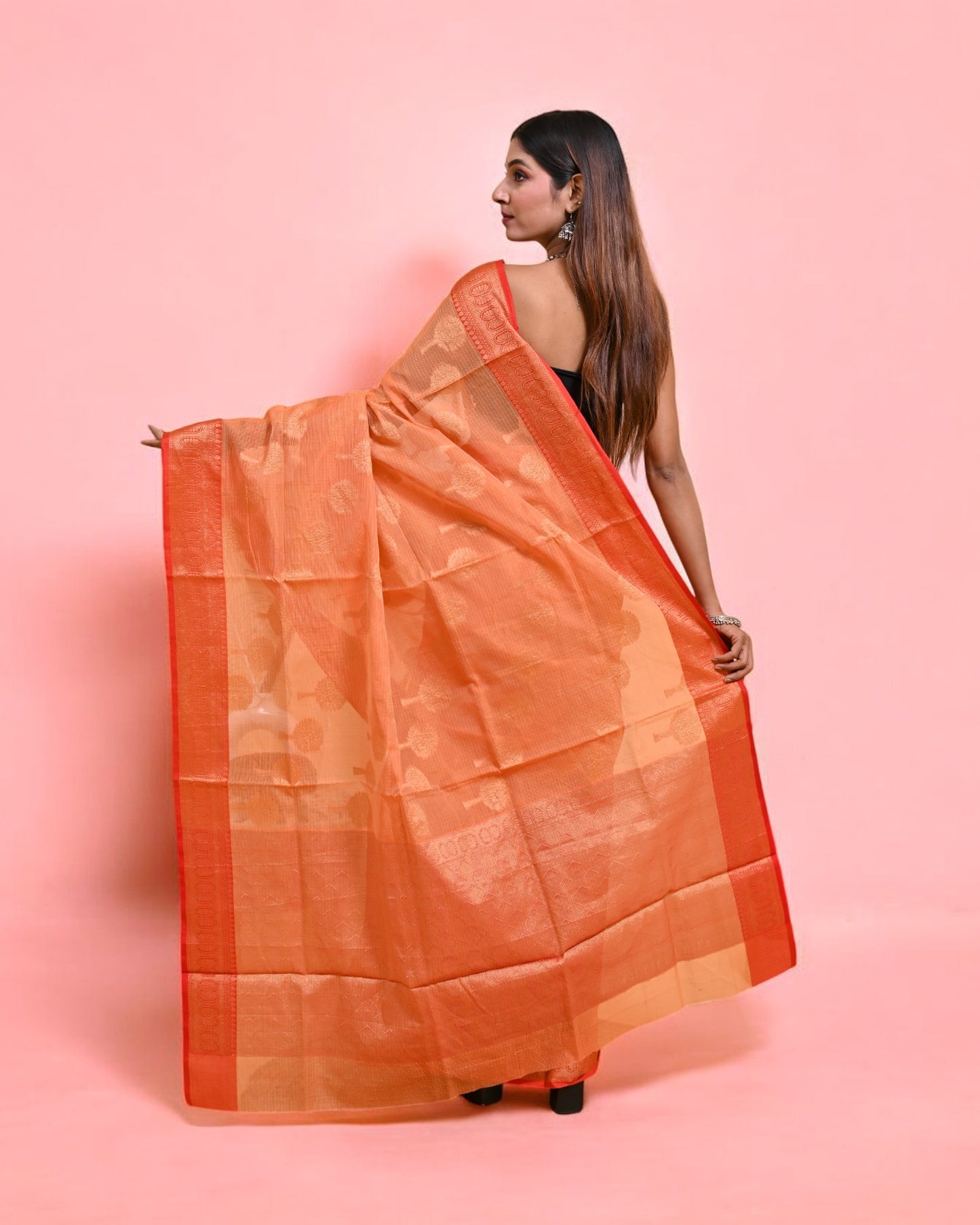 Orange Banarasi Silk Saree