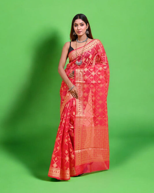Pink Banarasi Silk Saree