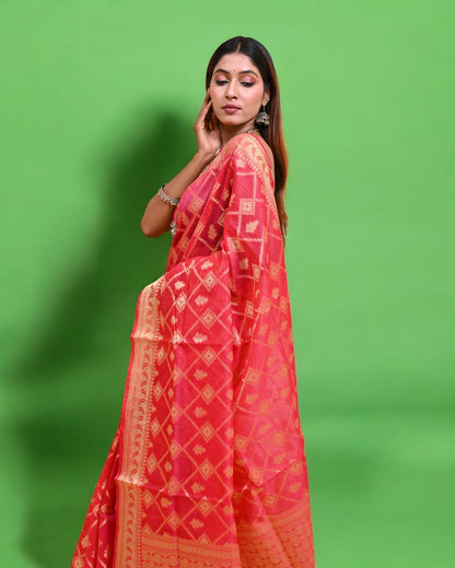 Pink Banarasi Silk Saree