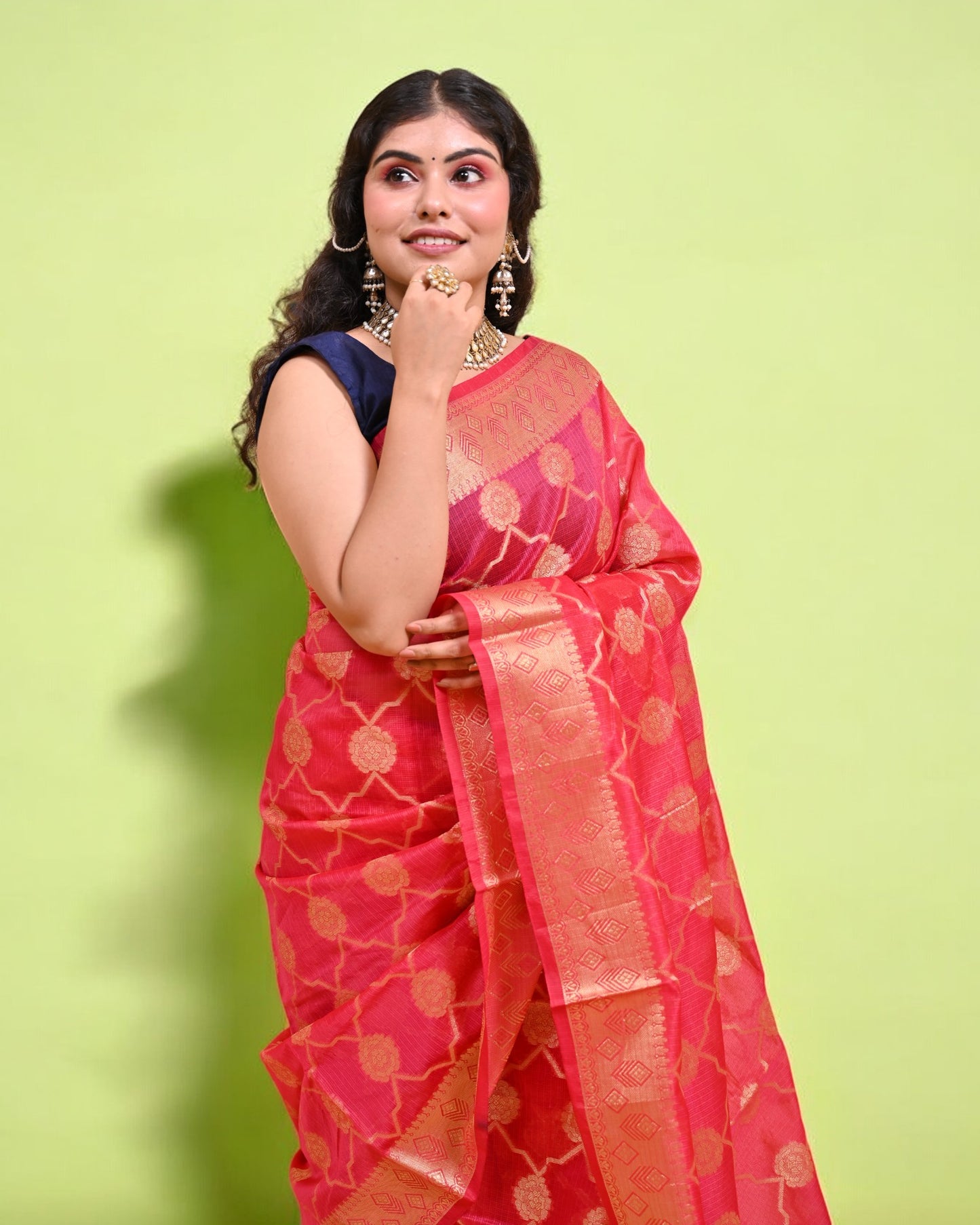 Pink Banarasi Silk Saree