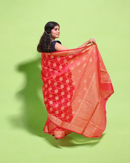 Pink Banarasi Silk Saree