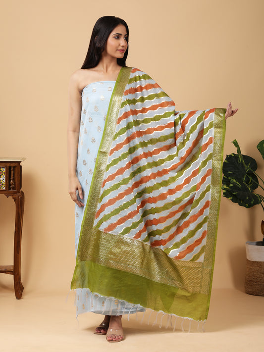 Pure Banarasi Silk Suit with Hand Dyed Dupatta side