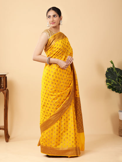 Soft Silk Saree with Rudraksha Zari Work side.